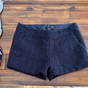 Monteau Navy Tweed High-Waist Shorts